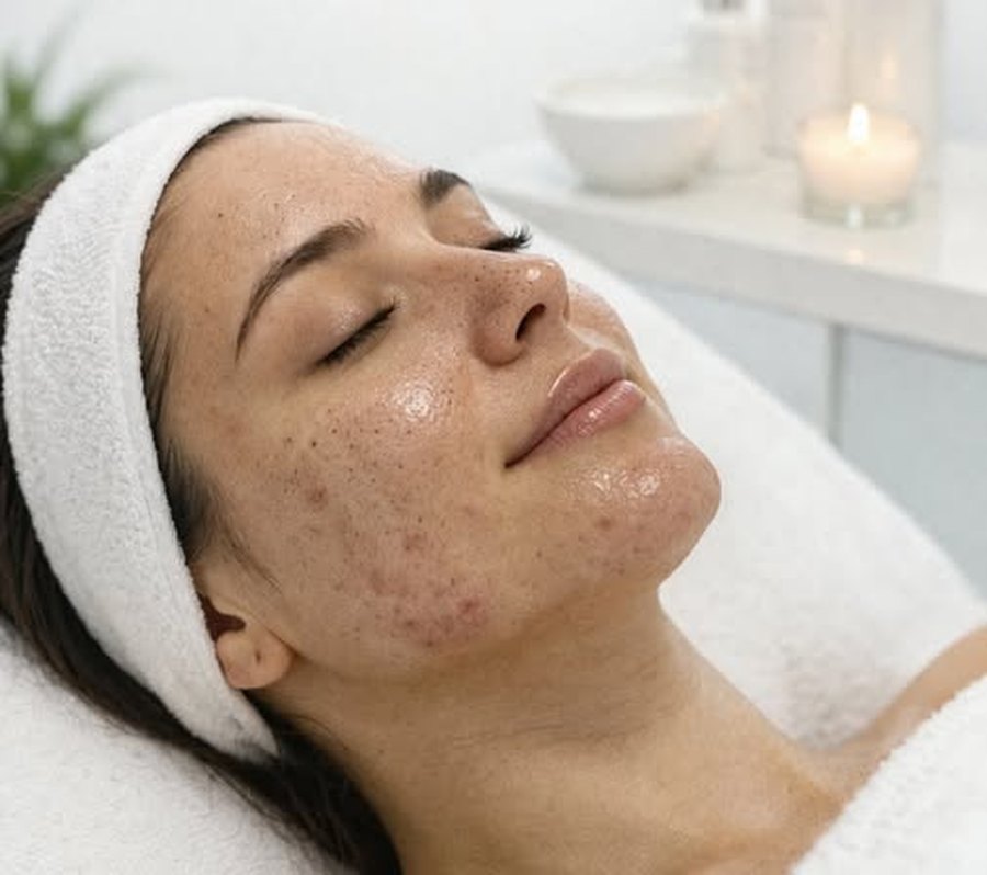 Piel con acné en evaluación en Adara Belleza y Salud